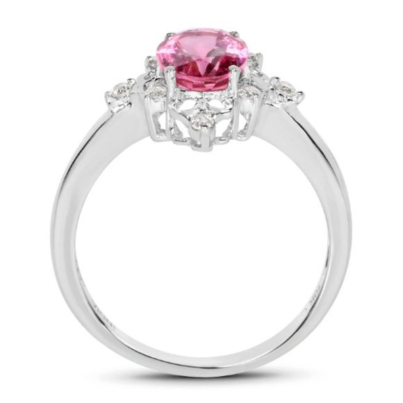 Pink Tourmaline Engagement Ring: 1.28 Carat, 14K White Gold  1.28 ct. Pink Tourmaline White Diamond 10K White Gold Engagement Ring (Size 7)